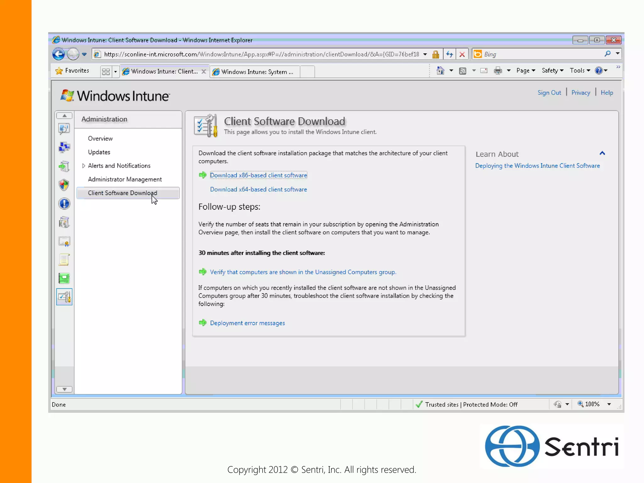 Copyright 2012 © Sentri, Inc. All rights reserved.
 