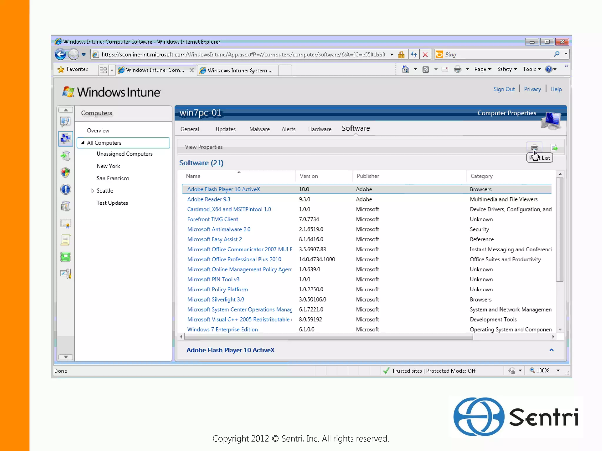 Copyright 2012 © Sentri, Inc. All rights reserved.
 
