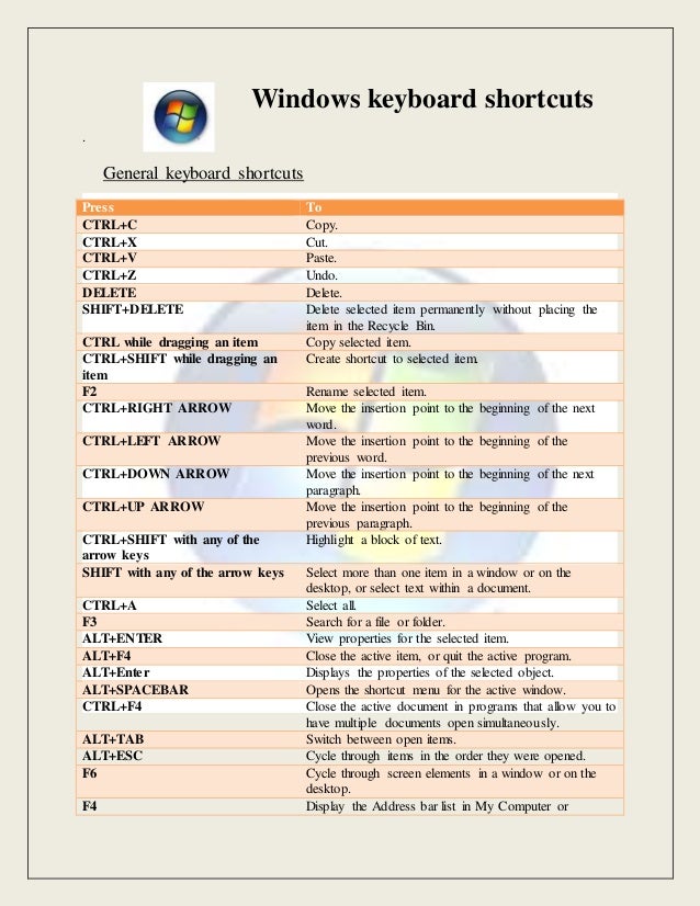 Windows keyboard shortcuts