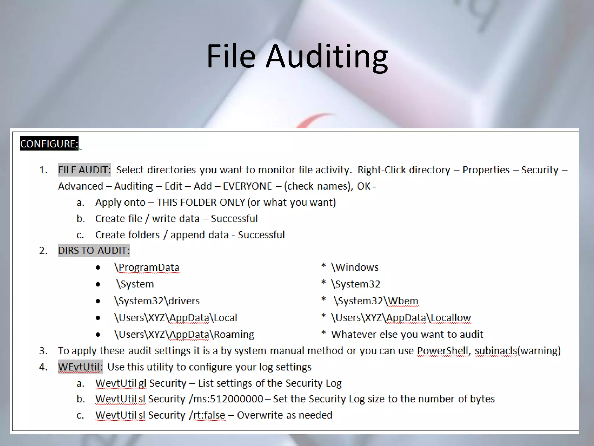 File Auditing
 
