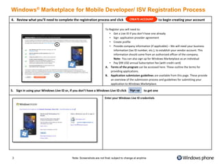 Windows Marketplace for Mobile Developer Registration Walk Through