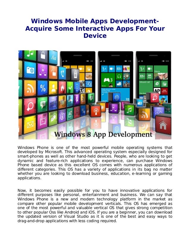 Windows Mobile Apps Development Acquire Some Interactive Apps For Your