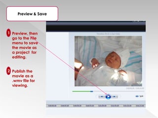 Creates movies by importing existing audio, video, or still pictures