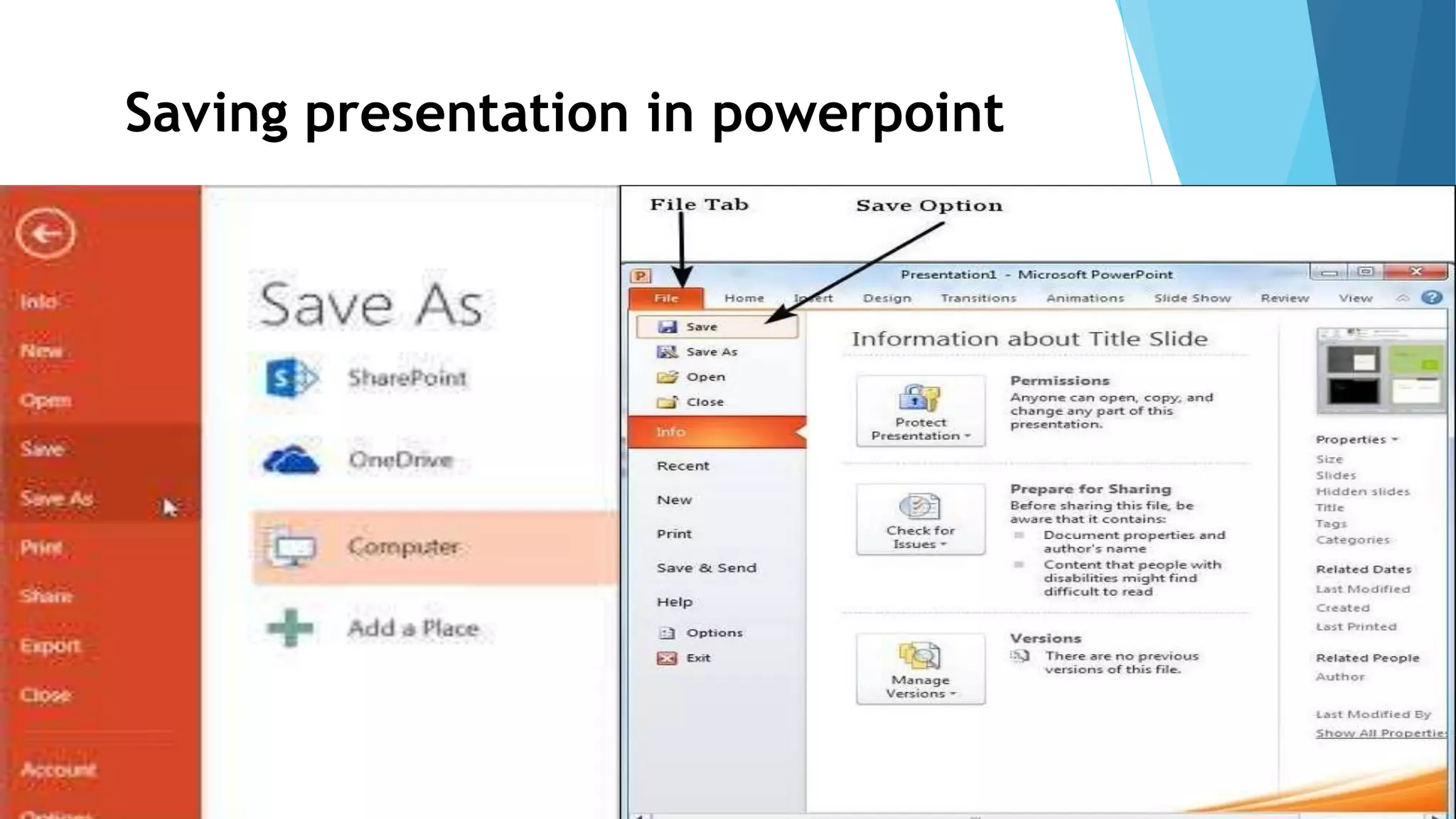 Saving presentation in powerpoint
 