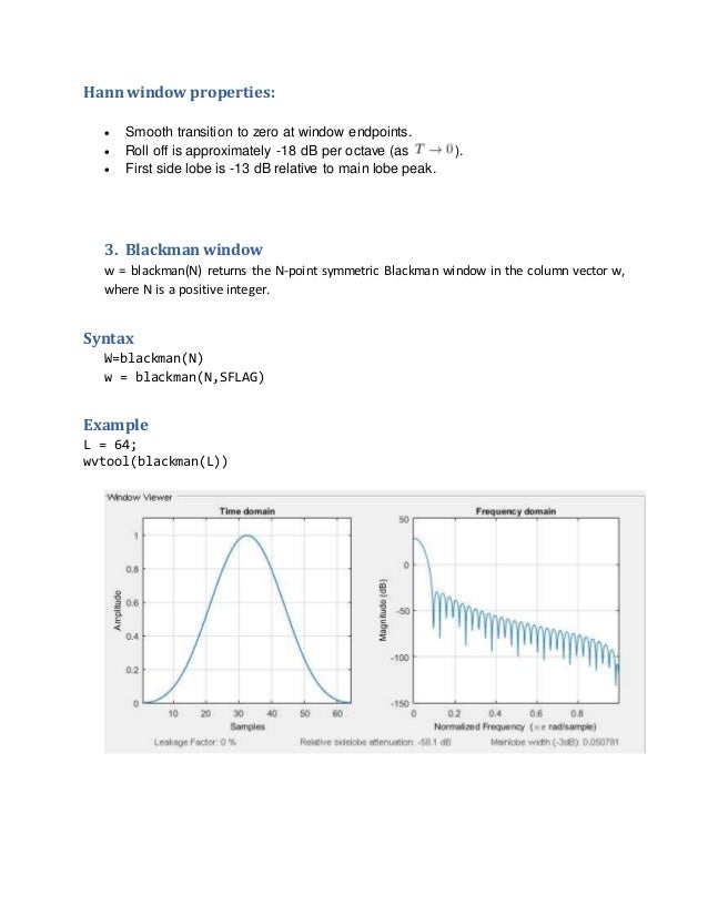 Windows on matlab hamming window,hanning window
