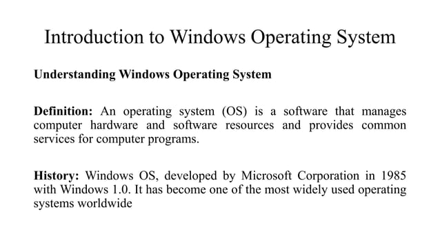 Presentation on Windows Operating System ||pptx || created by Shovan ...