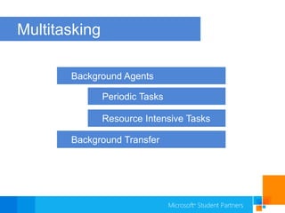 MultitaskingBackground AgentsPeriodicTasksResourceIntensiveTasksBackground Transfer