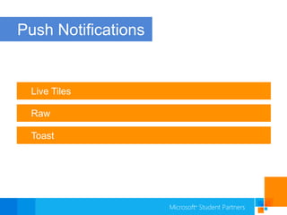 Push NotificationsLive TilesRawToast