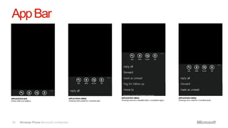 App Bar




18   Windows Phone Microsoft confidential.
 