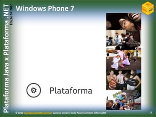 Hardware FoundationCapacidade de multitouch4 oumaispontos de contatoSensoresA-GPS, Acelerômetro, BússolaCâmera5 mega pixels oumaisMultimídiaMicrofone, aceleração CodecMemória256MB RAM oumais, 8GB Flash oumaisGPUDirectX 9CPUARMv7 Cortex/Scorpion ou superiorHardware buttons | Back, Start, Search