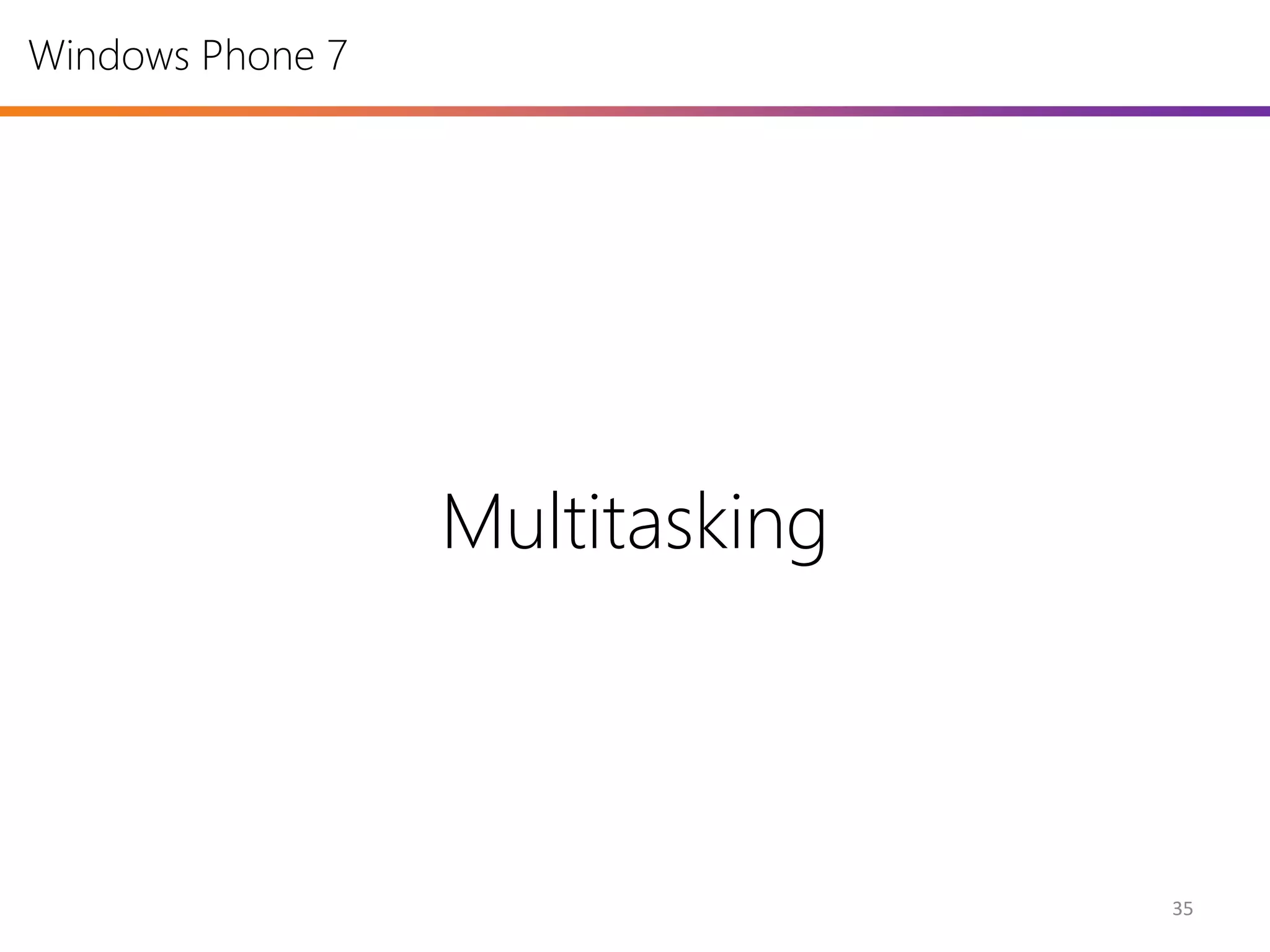 Windows Phone 7




                  Multitasking



                                 35
 