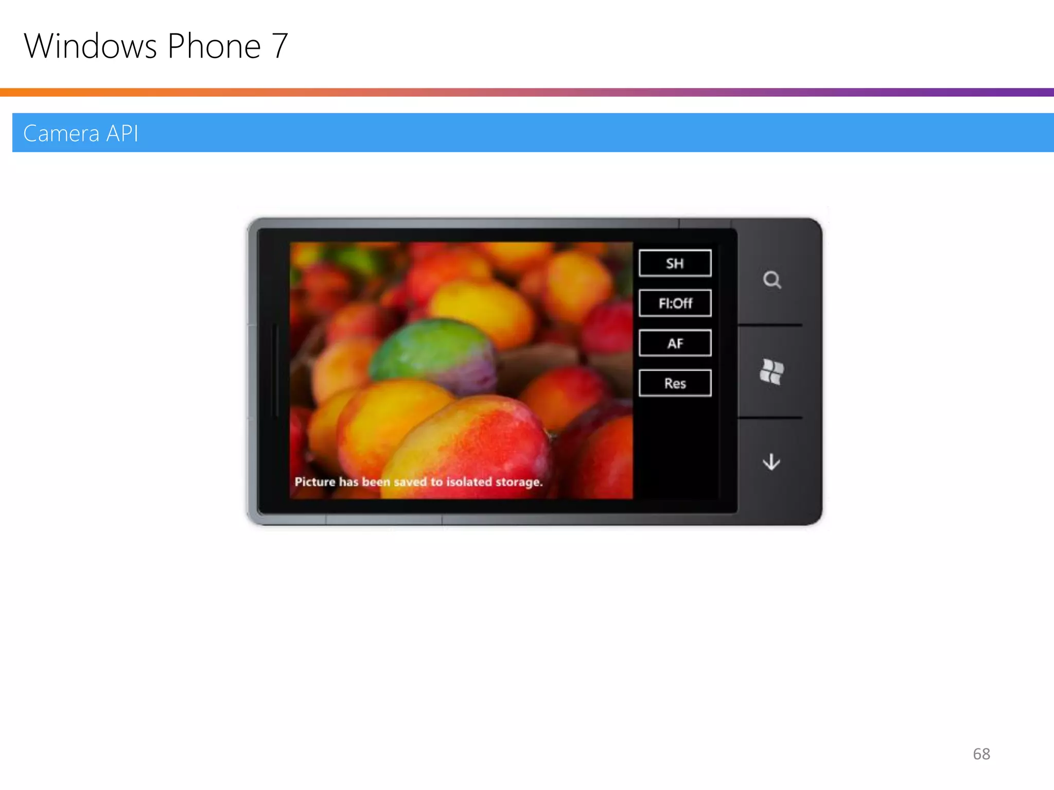 Windows Phone 7

Camera API




                  68
 