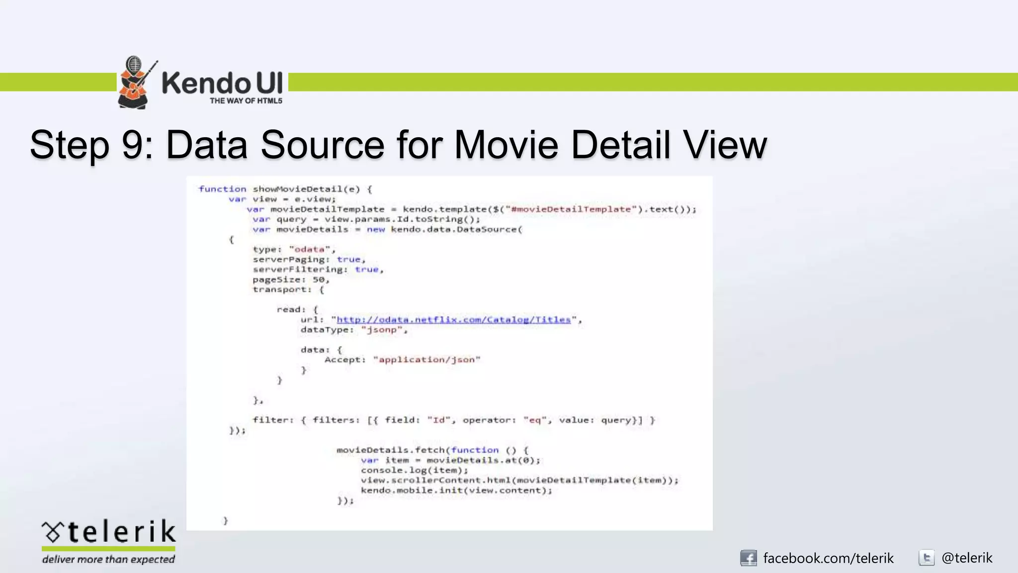 facebook.com/telerik @telerik
Step 9: Data Source for Movie Detail View
 