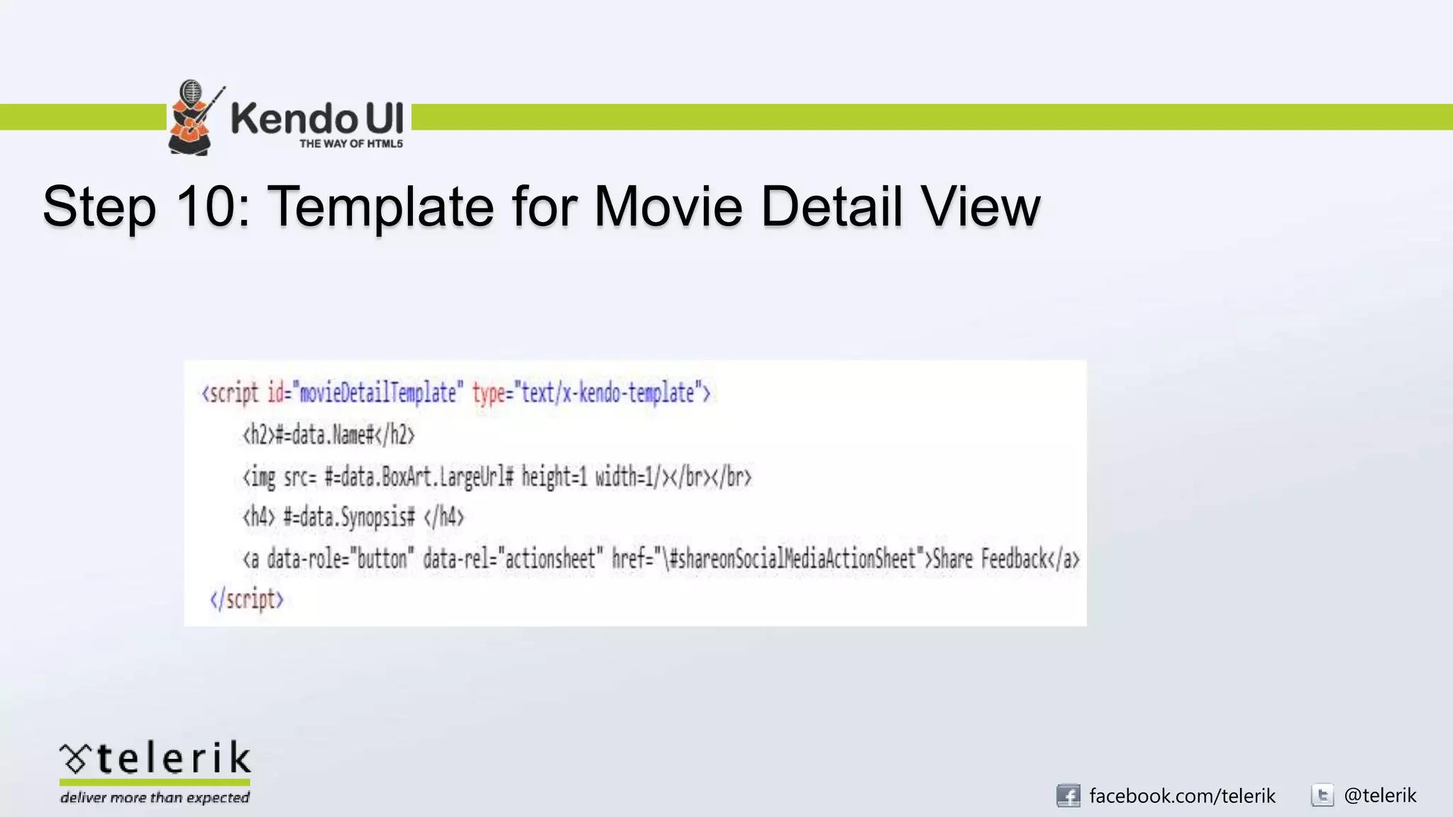 facebook.com/telerik @telerik
Step 10: Template for Movie Detail View
 