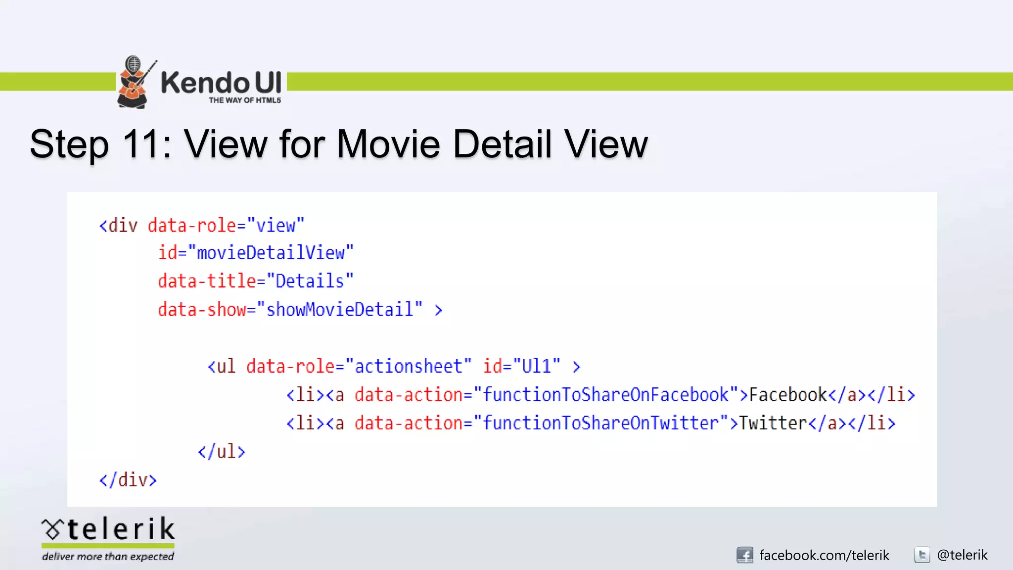 facebook.com/telerik @telerik
Step 11: View for Movie Detail View
 