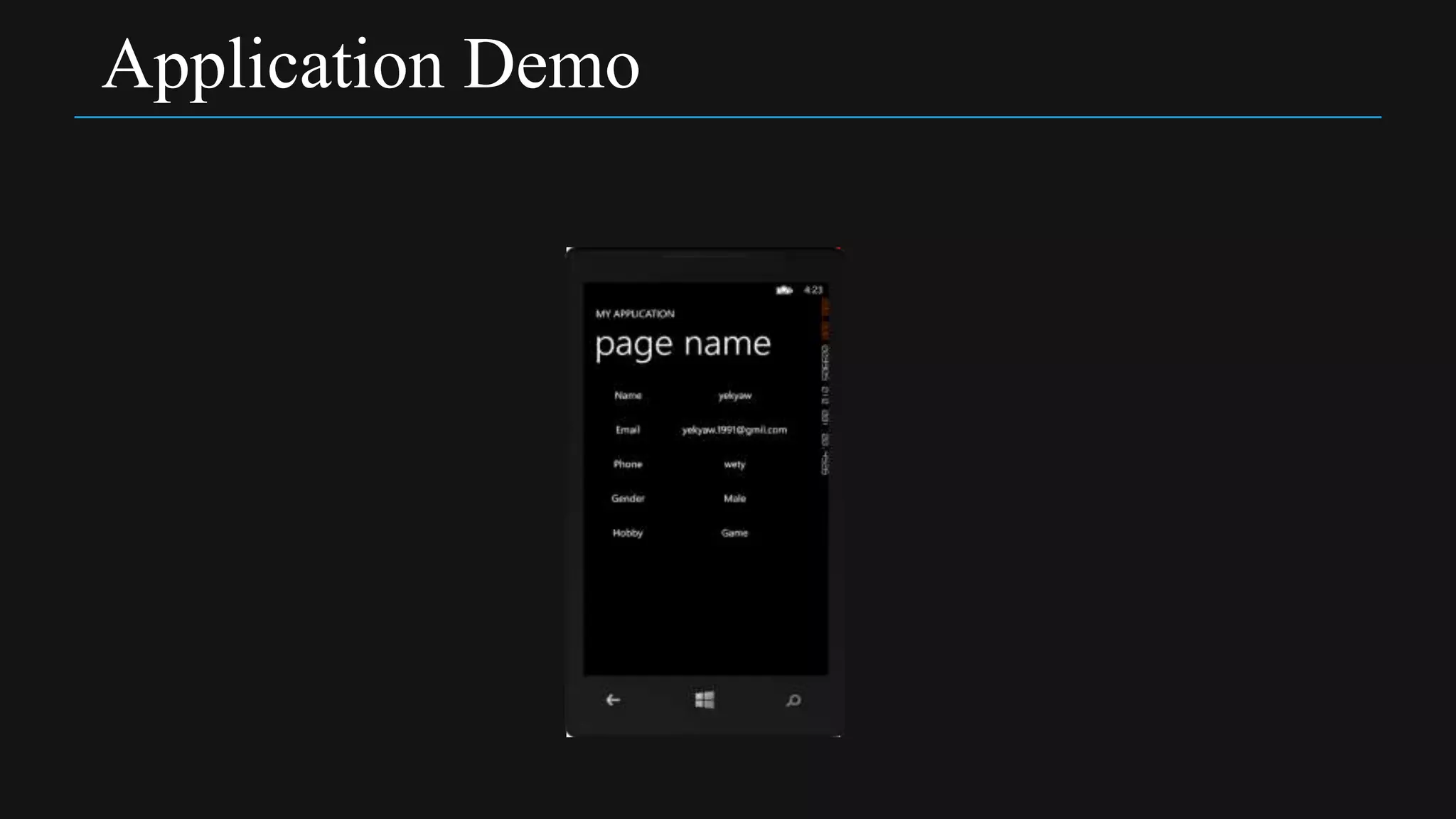 Application Demo
 
