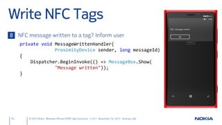 Windows Phone 8 NFC Quickstart Slide 16