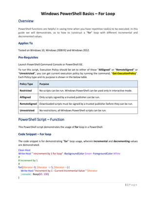 Windows PowerShell Basics – How To Create powershell for loop | PDF