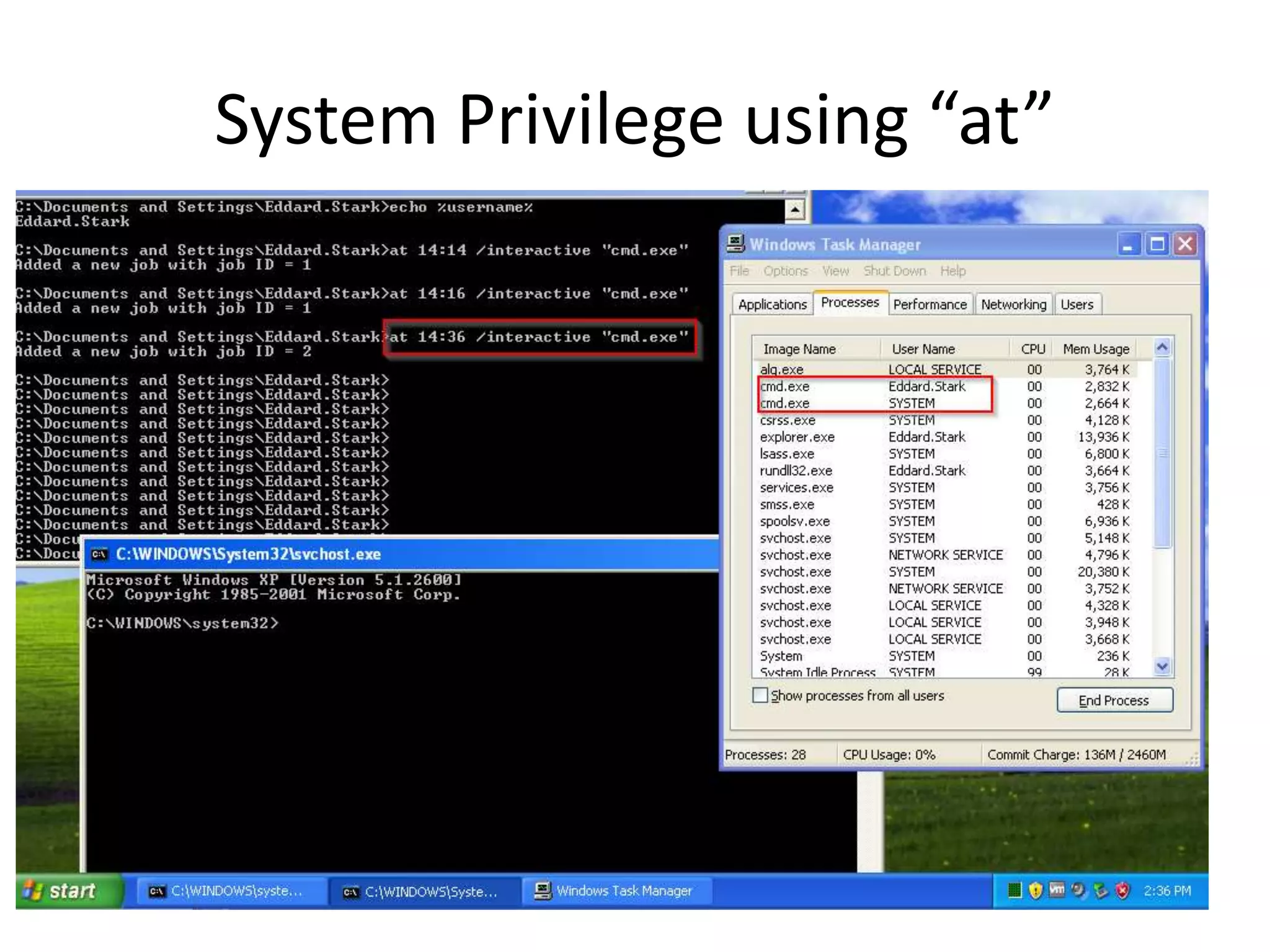 System Privilege using “at”
 