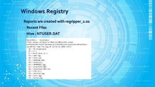 Windows registry forensics | PPTX