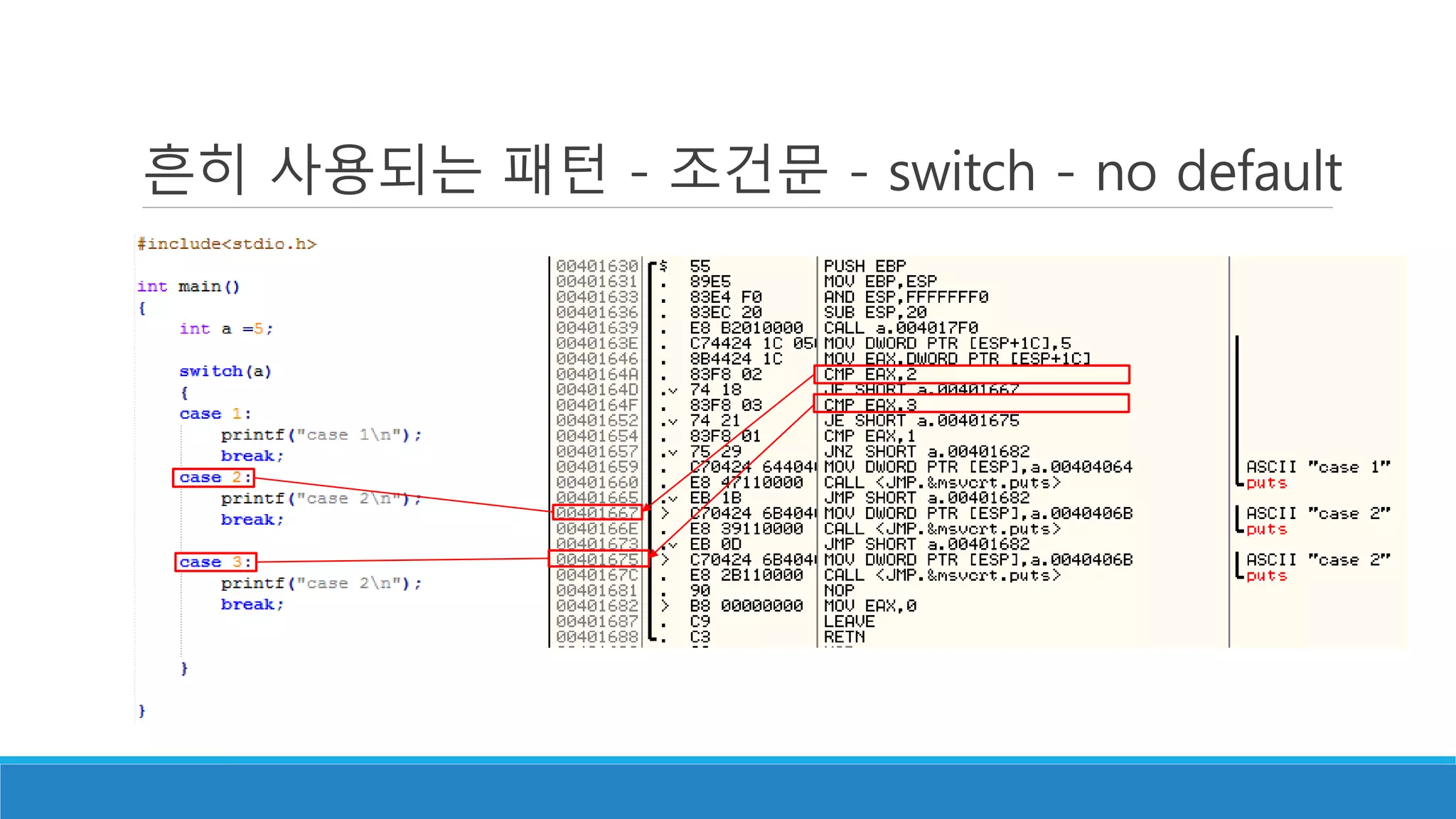 흔히 사용되는 패턴 - 조건문 - switch - no default
 