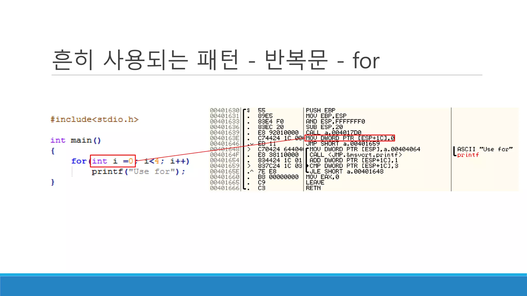 흔히 사용되는 패턴 - 반복문 - for
 