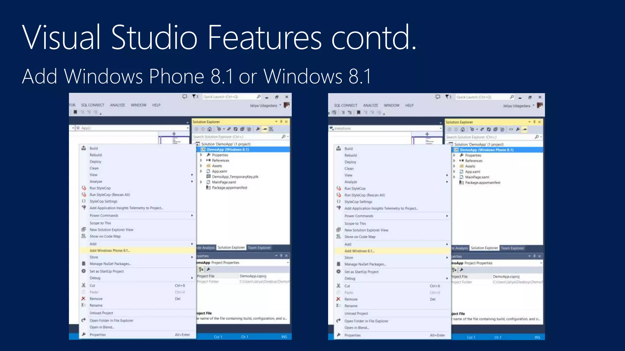 Add Windows Phone 8.1 or Windows 8.1 
 