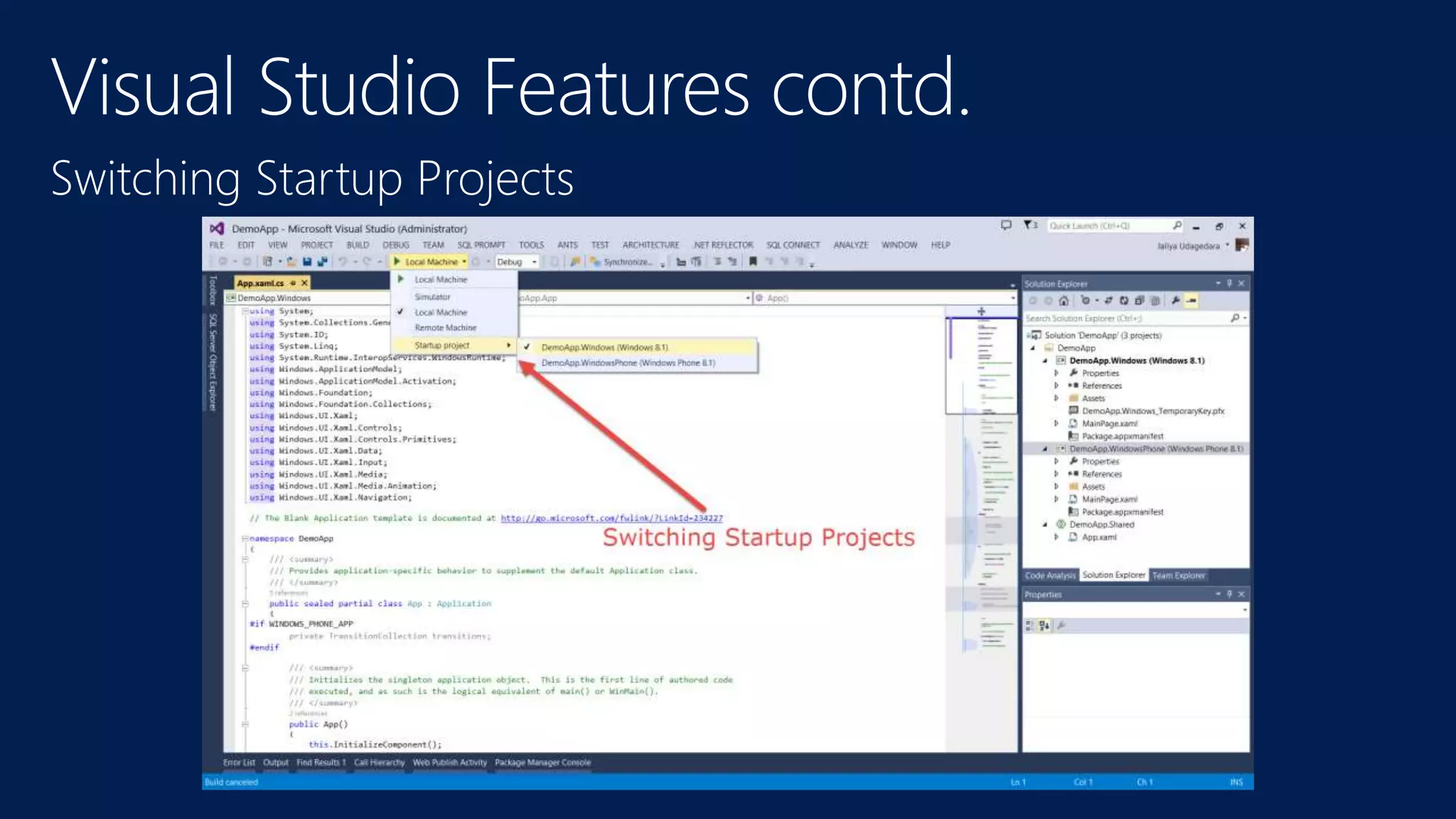 Switching Startup Projects 
 