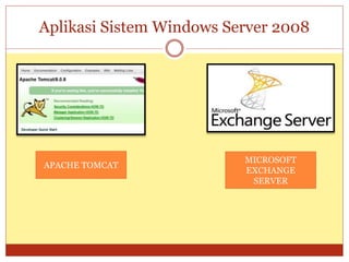 Aplikasi Sistem Windows Server 2008
APACHE TOMCAT
MICROSOFT
EXCHANGE
SERVER
 
