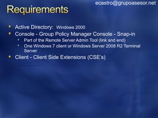 Windows Server 2008 R2 Group Policy Changes | PDF