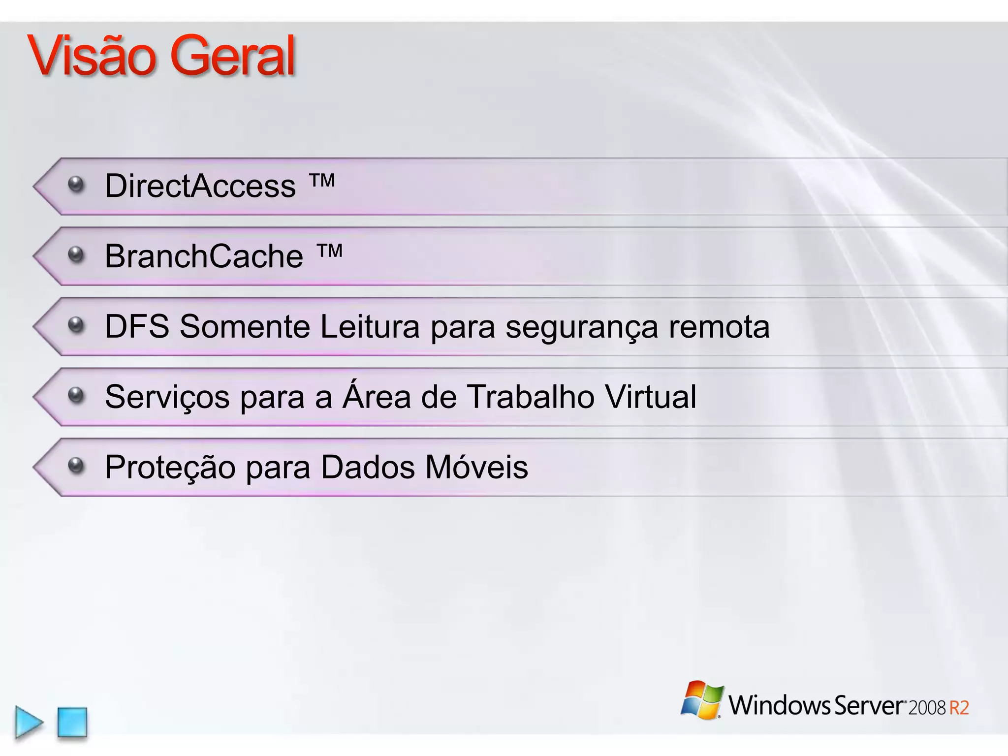 Energia do Processador e Capacidade de MemóriaRecursos aperfeiçoados de memória e processador físicoExecução exclusivamente em processadores de 64 bitsSuporte a até 256 núcleos de processador lógicoWindows Server 2008 R2 Hyper-V tem suporte para até 32 núcleos de processador físicoRecursos aperfeiçoados de processador virtualCada máquina virtual tem suporte para até 4 núcleos lógicosSuporte para SLAT (Second-Level Address Translation - Conversão de Endereço de Segundo Nível) e Core Parking de CPU