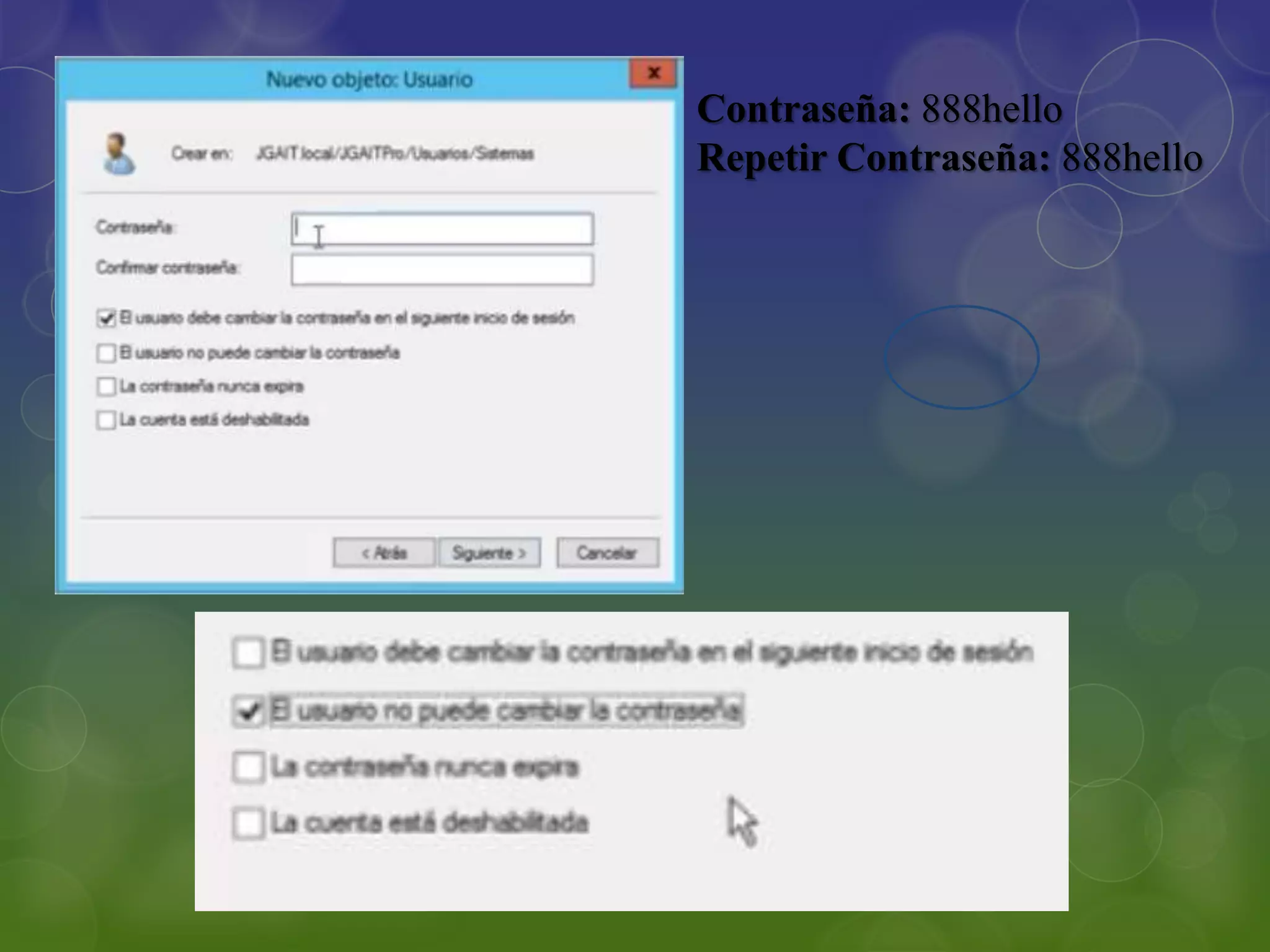 Contraseña: 888hello
Repetir Contraseña: 888hello
 