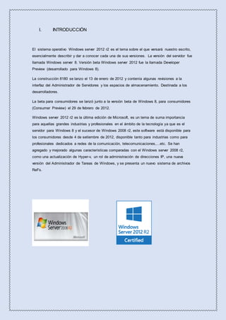 VERSIONES DE Windows server 2012 R2 -technology | DOCX