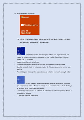 VERSIONES DE Windows server 2012 R2 -technology | DOCX
