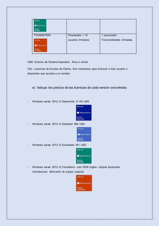 VERSIONES DE Windows server 2012 R2 -technology | DOCX