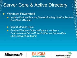 Windows Server 2012 Developer Preview Server Core Active Directory | PPTX