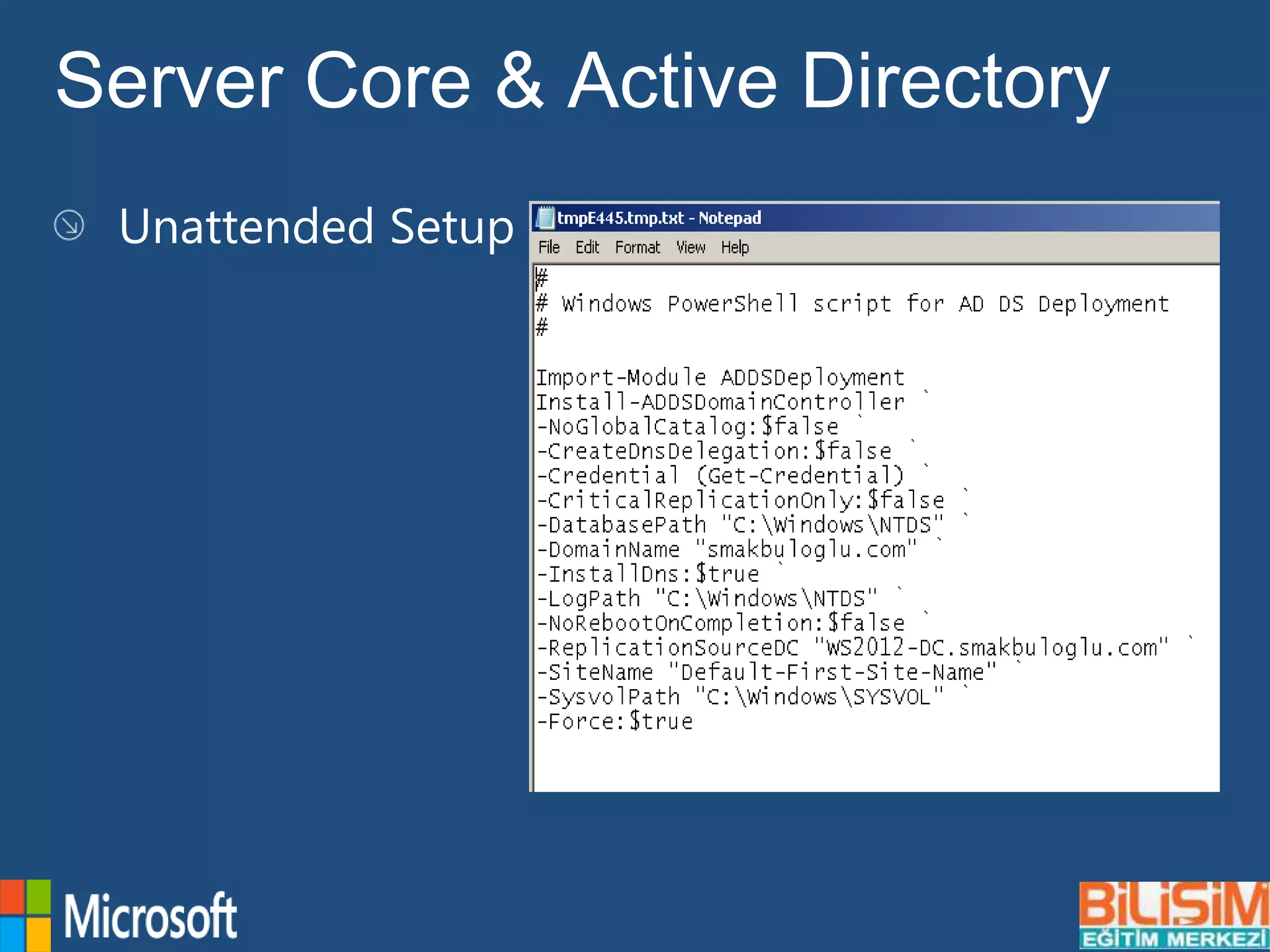 Server Core & Active Directory
 