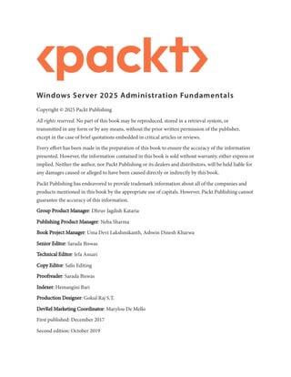 Windows Server 2025 Administration Fundamentals 4ED | PDF
