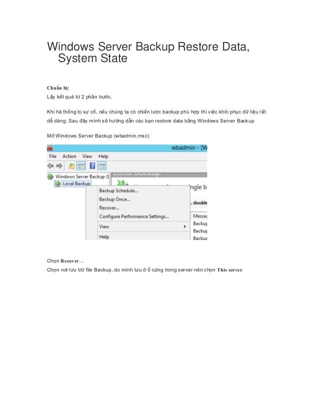 Windows server backup restore data