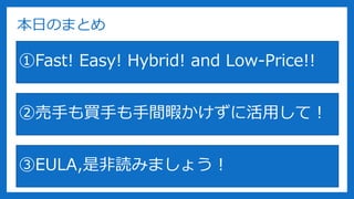 դΤޤȤ
Fast! Easy! Hybrid! and Low-Price!!
ډ֤I֤gϾ˻äƣ
EULA,Ƿiߤޤ礦
 