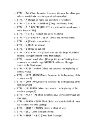 Windows shortcut cheats sheet | DOCX