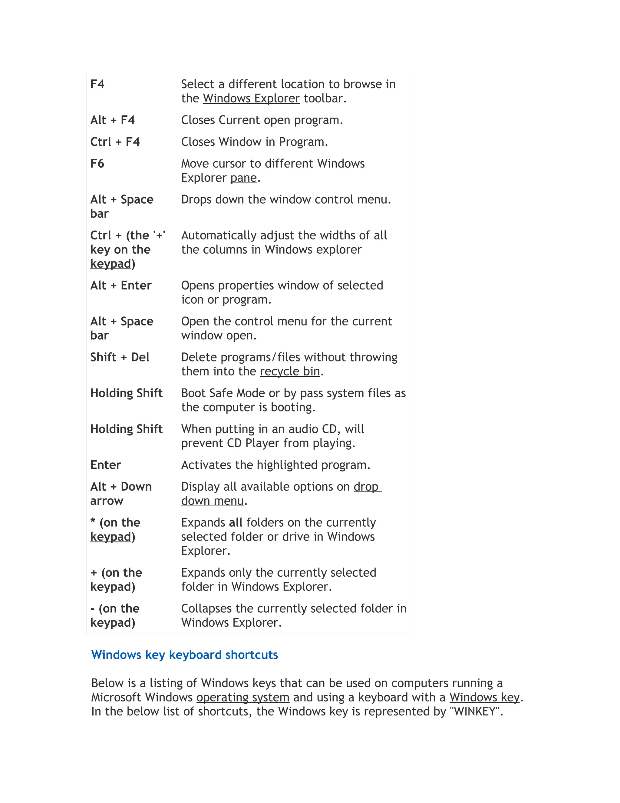 Windows shortcut keys | PDF