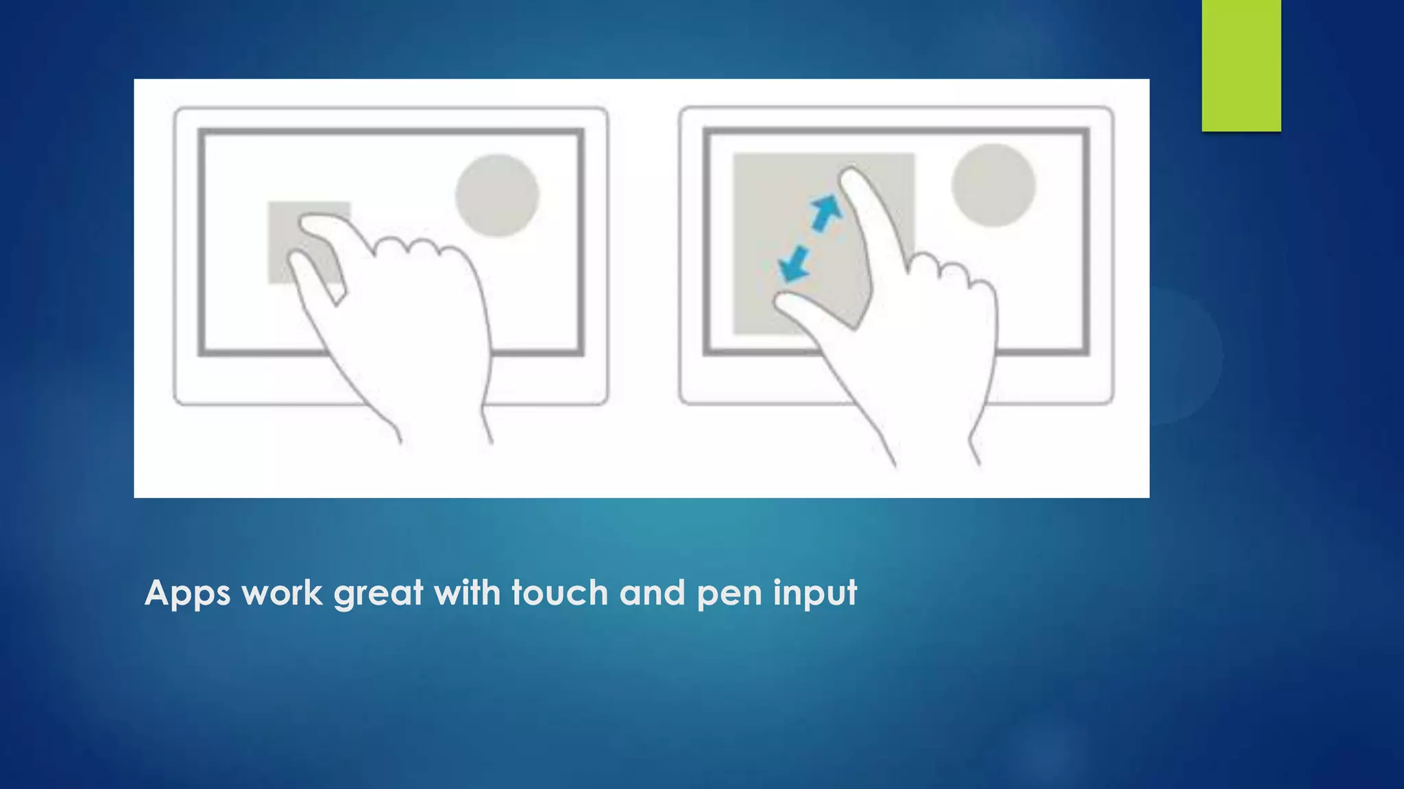 Apps work great with touch and pen input
 