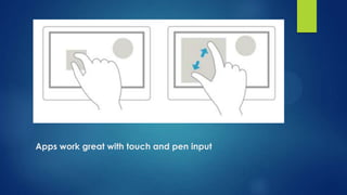 Apps work great with touch and pen input
 