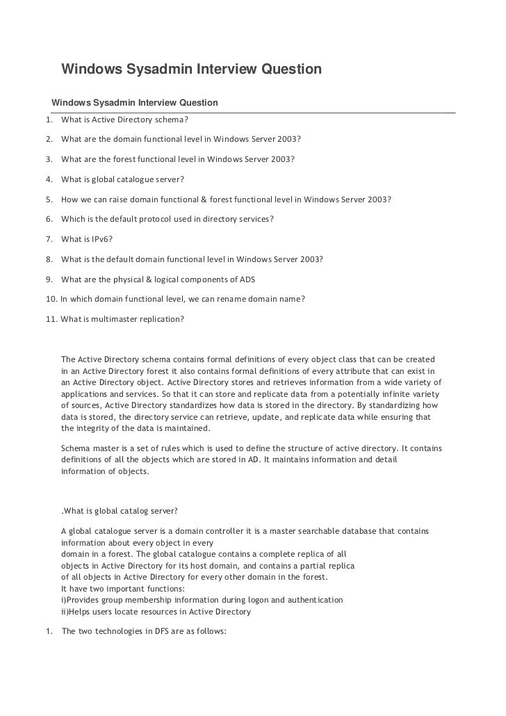 sysadmin interview questions
