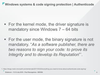 Windows Systems & Code Signing Protection by Paul Rascagneres | PDF