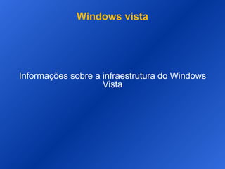 Windows vista Informações sobre a infraestrutura do Windows Vista 