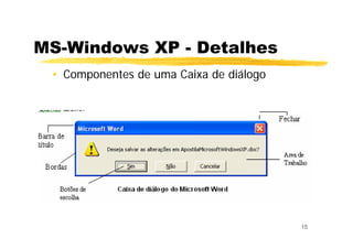 15
• Componentes de uma Caixa de diálogo
MS-Windows XP - Detalhes
 