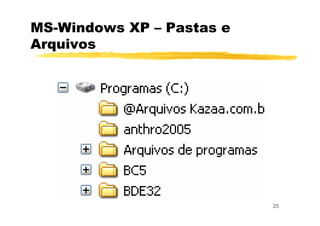 25
MS-Windows XP – Pastas e
Arquivos
 