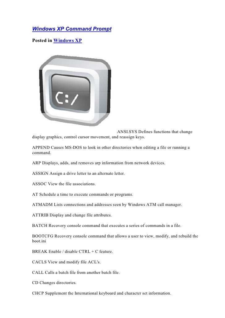 Windows xp command prompt